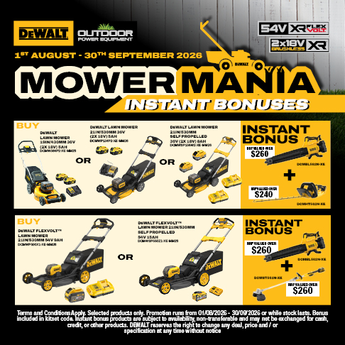 DEWALT Mower Mania Aug-Sep 2026 DEWALT Mower Mania Aug-Sep 2026